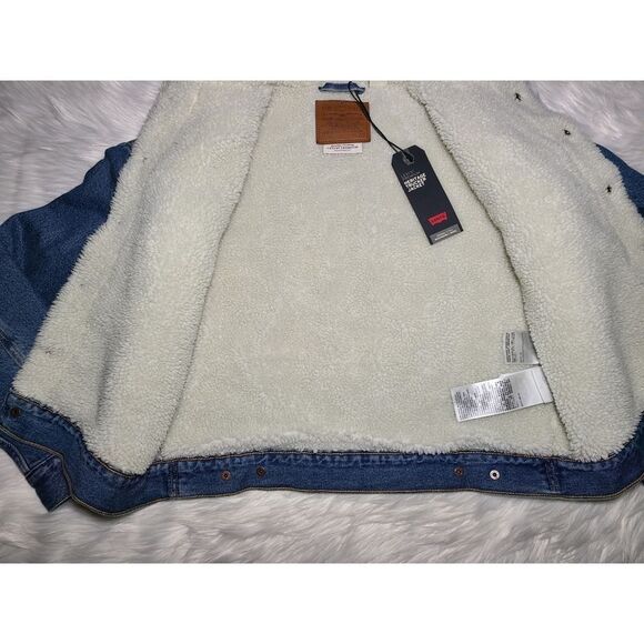 NWT|Levi's Heritage Faux Fur Sherpa Hemp Denim Trucker Jacket, XS - Picture 8 of 12